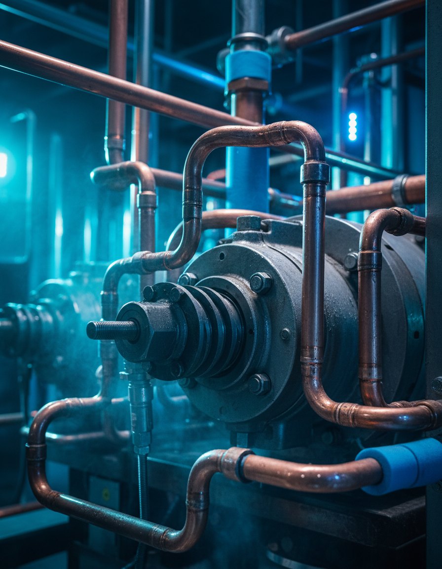 Compressor and copper refrigeration pipework