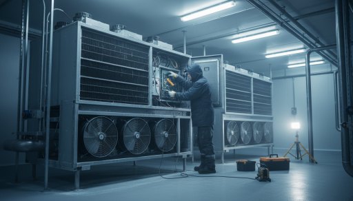 Condensing units in a plant room
