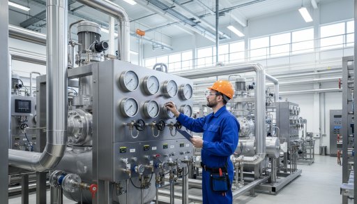 Technician adjusting refrigeration controls